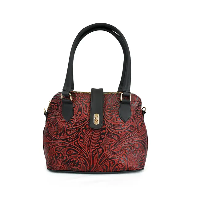 LUCÍA RED en Rojo/Negro Grabado y Negro Liso