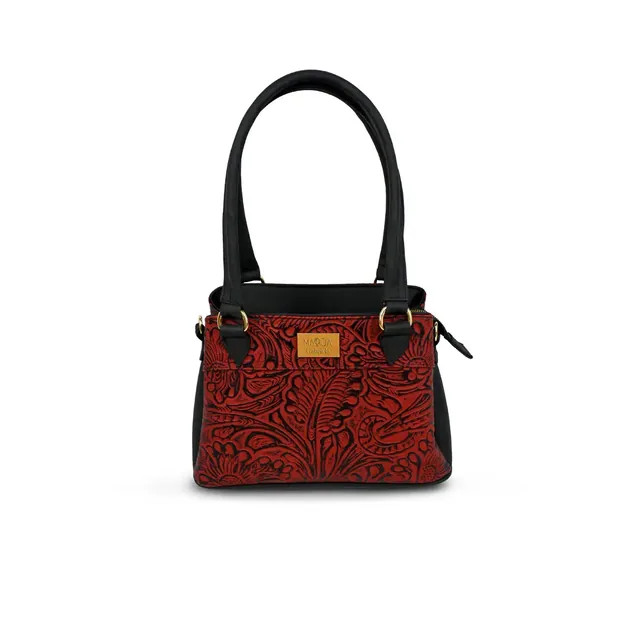 GABRIELA RED en Bicolor: Rojo/Negro Grabado y Negro Liso